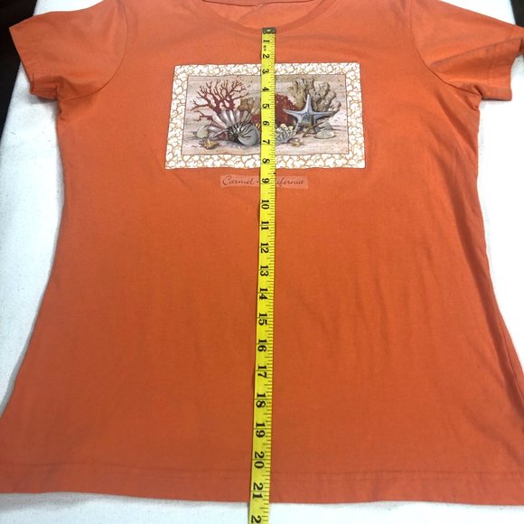 Carmel California Tee Missing label beautiful Coral Design on front with Glitter - Picture 6 of 7